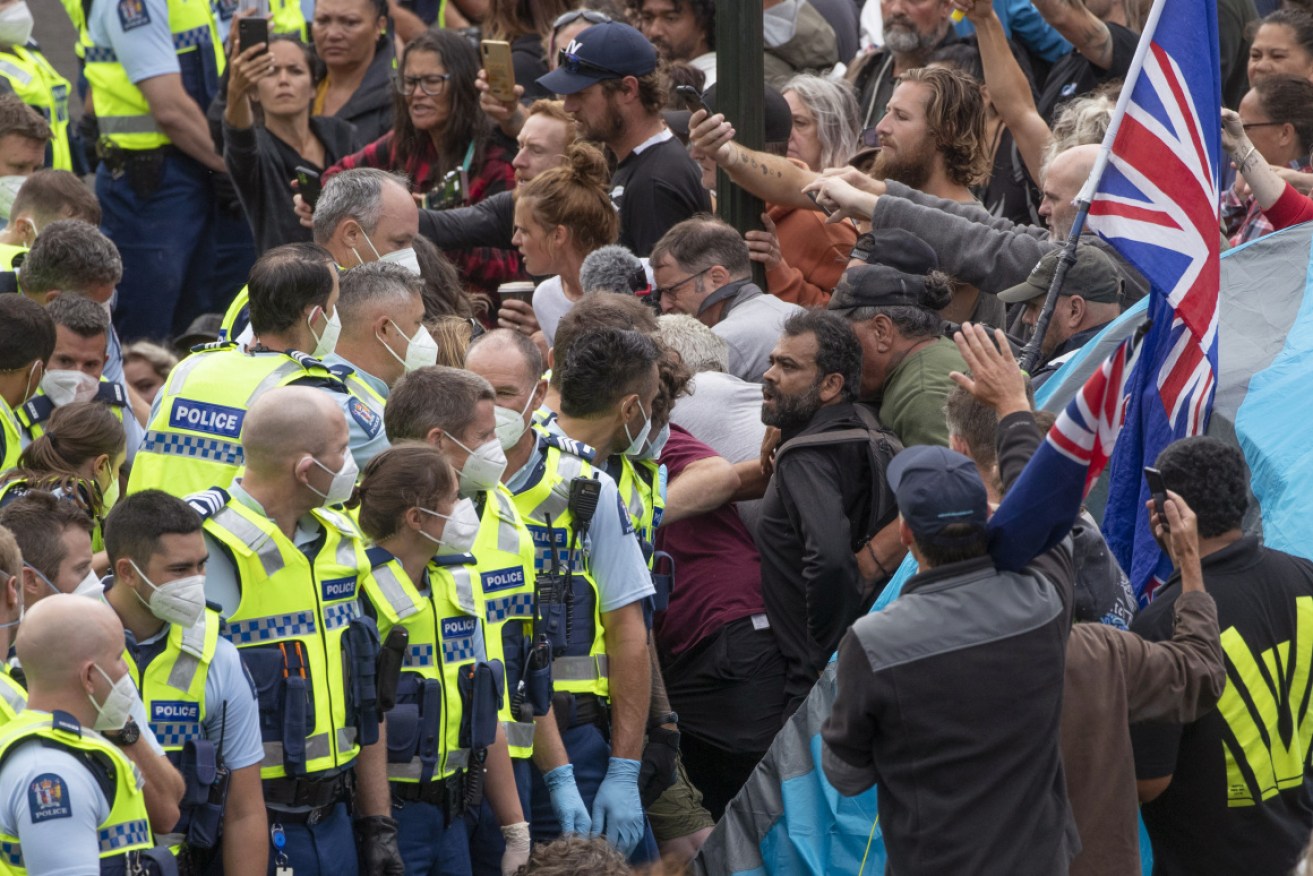 New Zealand police have arrested several anti-mandate protesters outside parliament in Wellington.