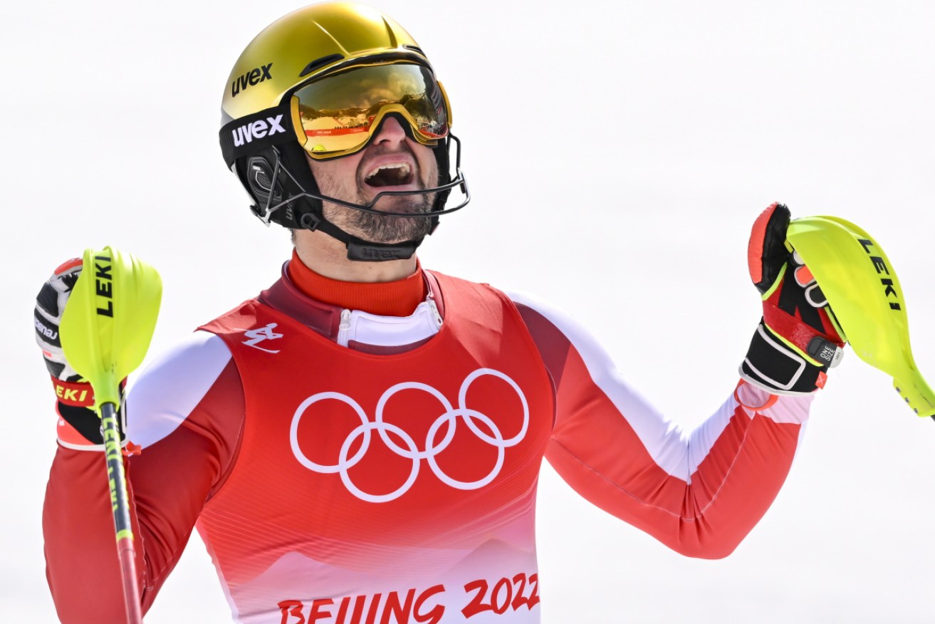 Like father, like son - Austrian Johannes Strolz has won the Alpine combined gold medal. 