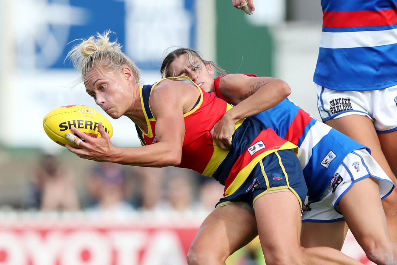 Western Bulldogs’ wraps up Adelaide star Erin Phillips on Sunday.  