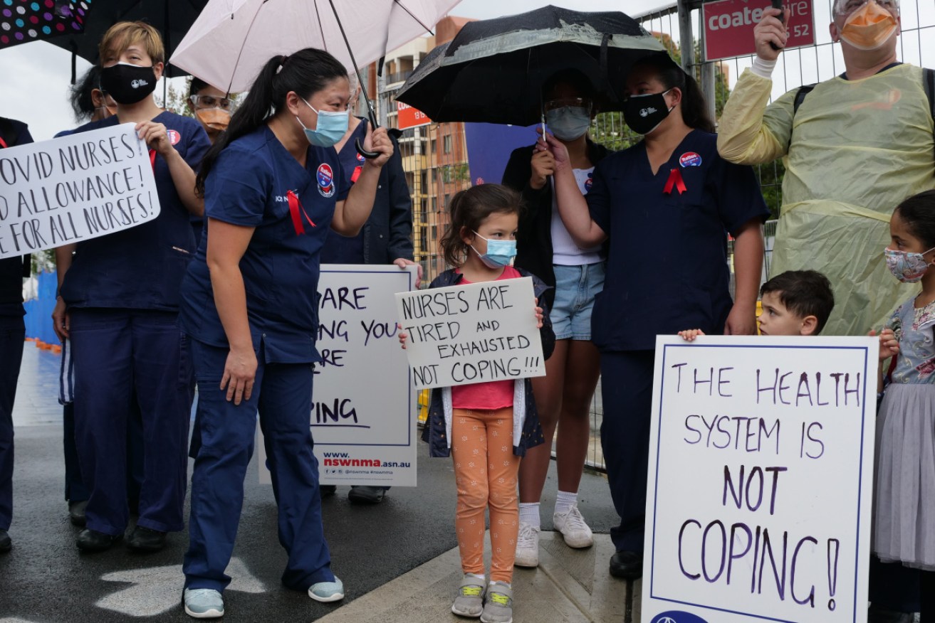 Nurses in NSW will take their strike action to state parliament on Tuesday.