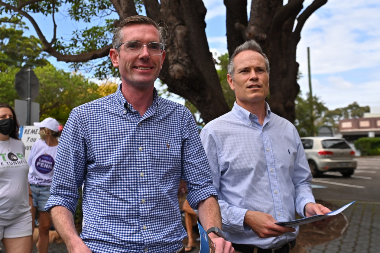 NSW Premier campaigning with the Liberals' candidate in Willoughby, Tim James.