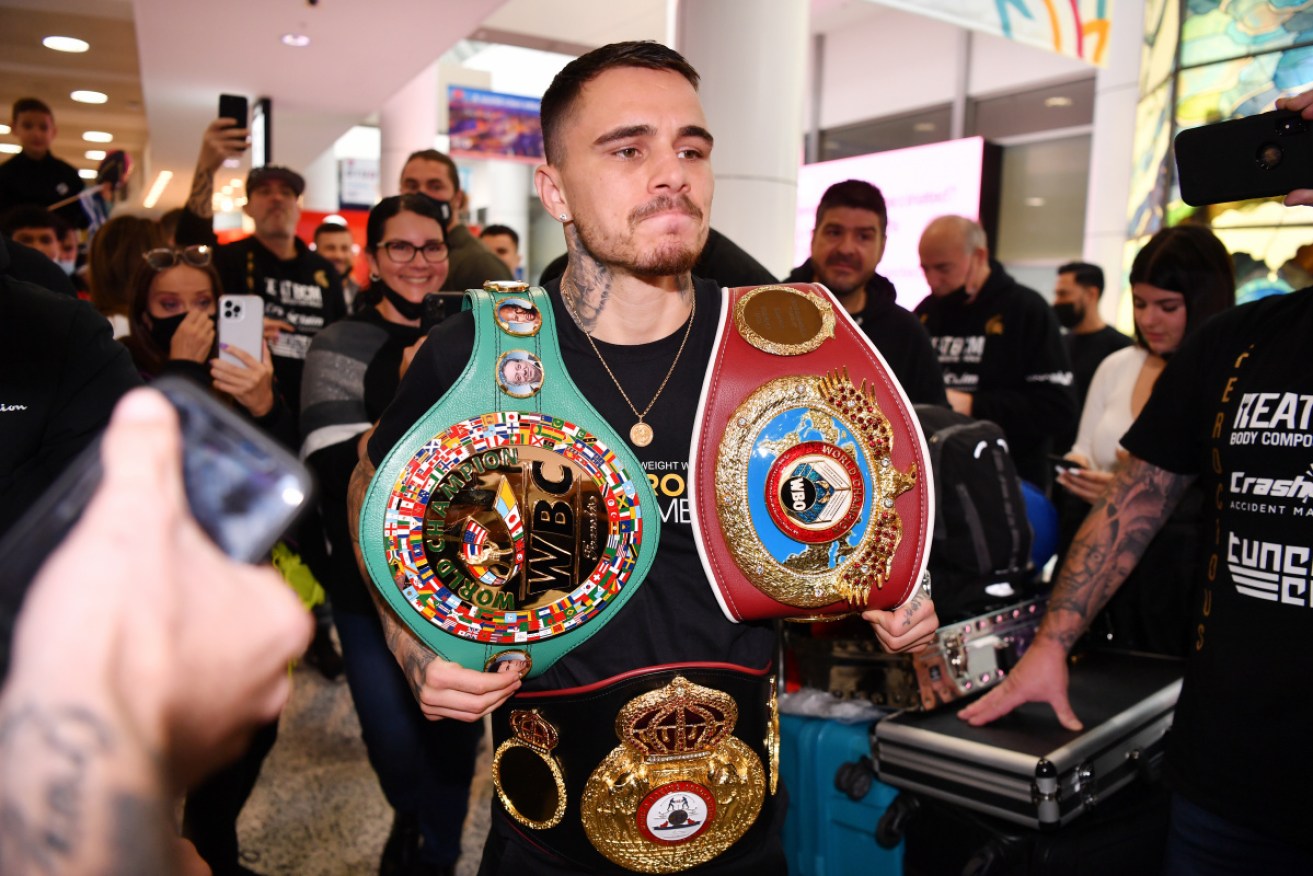 George Kambosos will put his three world title boxing belts on the line at Marvel Stadium on June 5. 