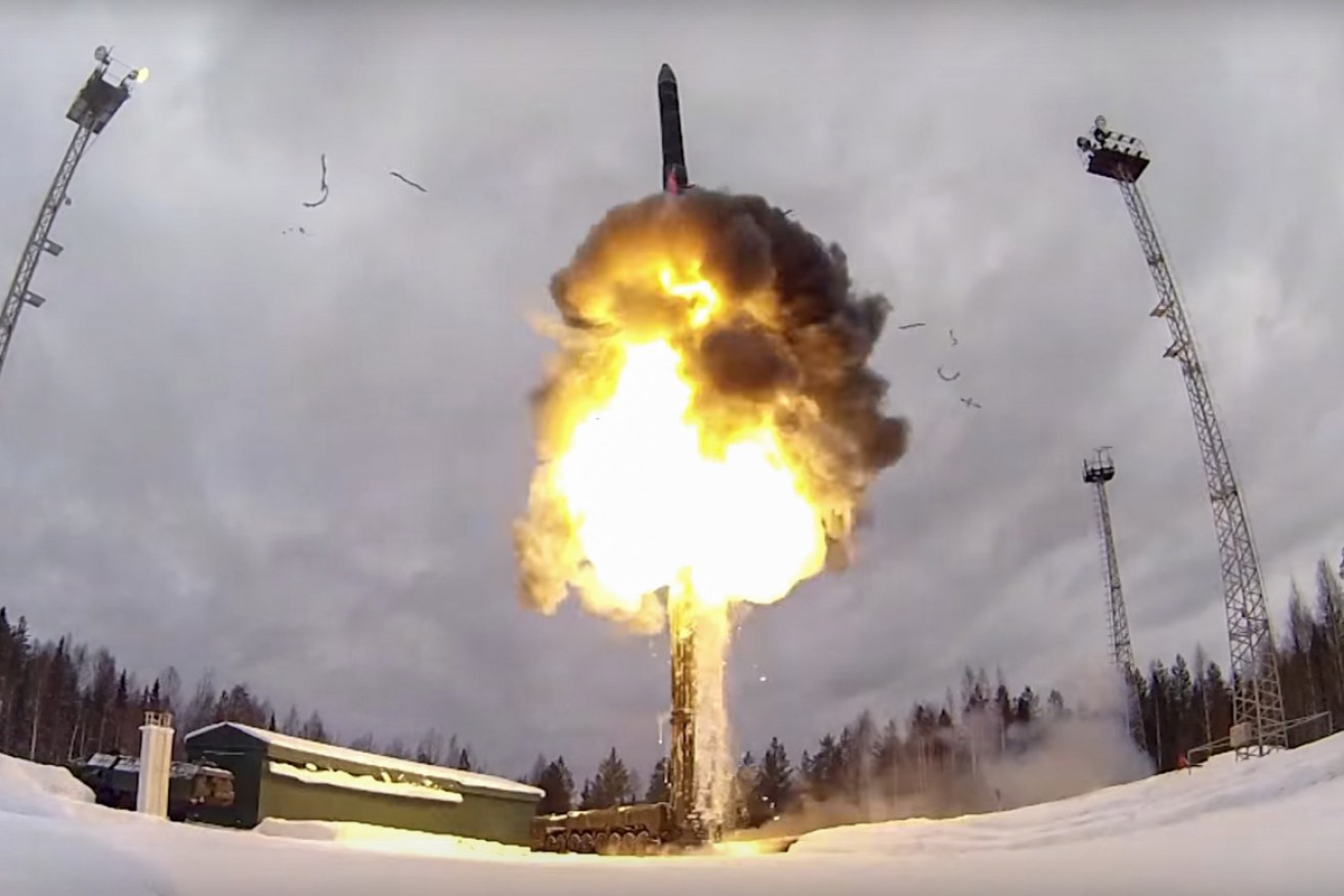Russia launches an intercontinental ballistic missile as part of a drill.