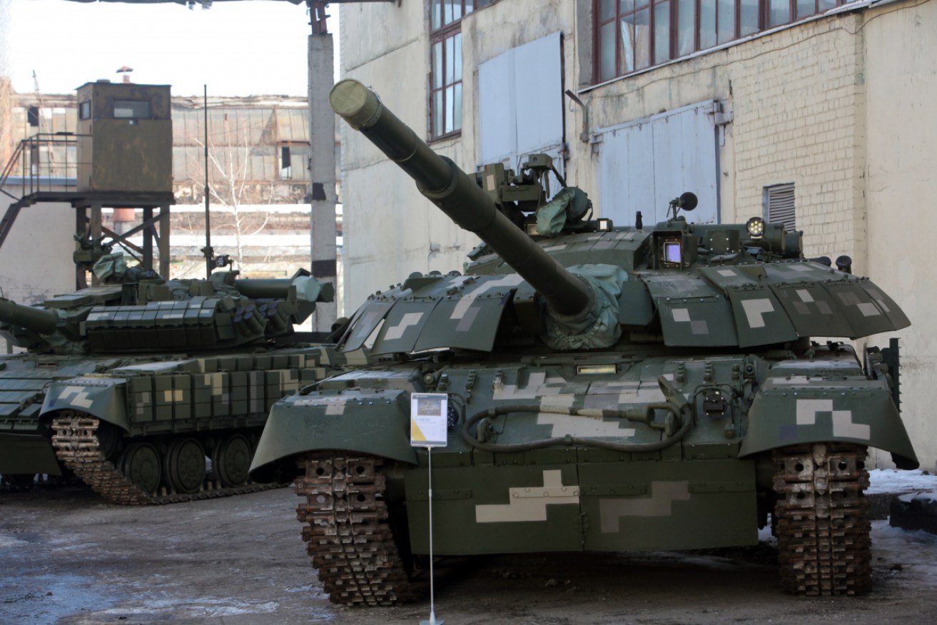 Ukrainian tanks practise drills in the country's east.