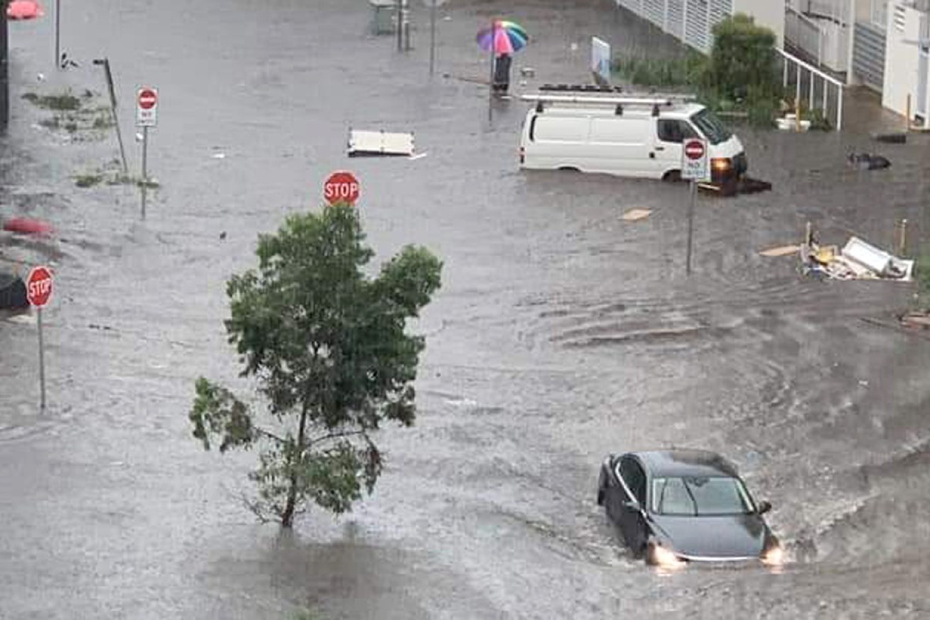 Flooding in Wolli Creek, in southern Sydney, after Tuesday's torrential rain.
