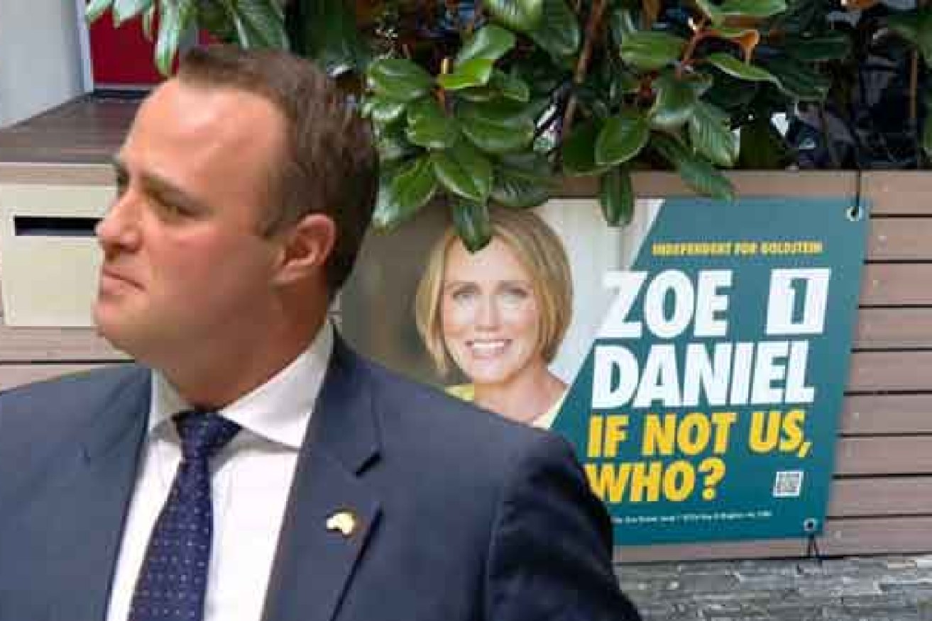 Liberal MP Tim Wilson complained about people displaying rival candidate Zoe Daniel's campaign signs.