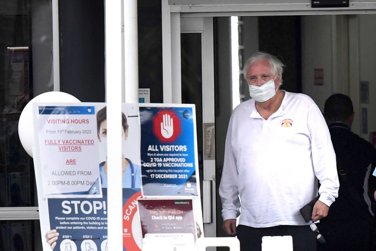 Clive Palmer has left the hospital where he was earlier taken by ambulance for a COVID-19 test. 