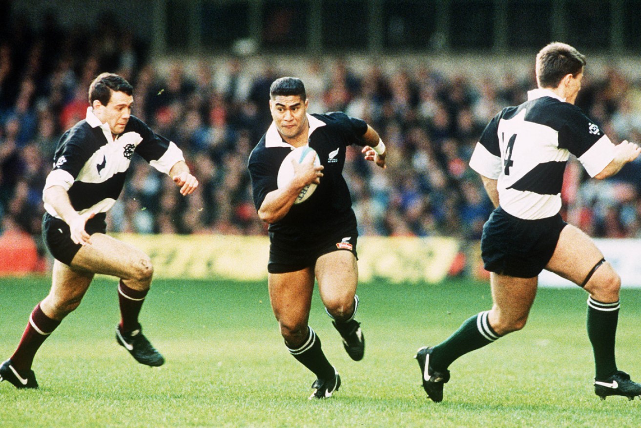 All Black Va'aiga (Inga) Tuigamala on the run against the Barbarians at Cardiff Arms Park during the All Blacks 1993 tour of the UK.