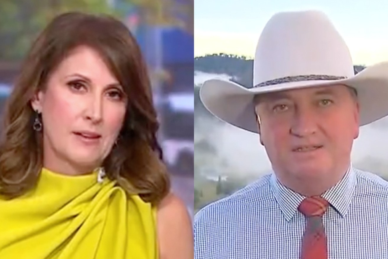 Barnaby Joyce has clashed with Sunrise co-host Natalie Barr over the response to last week's devastating floods.