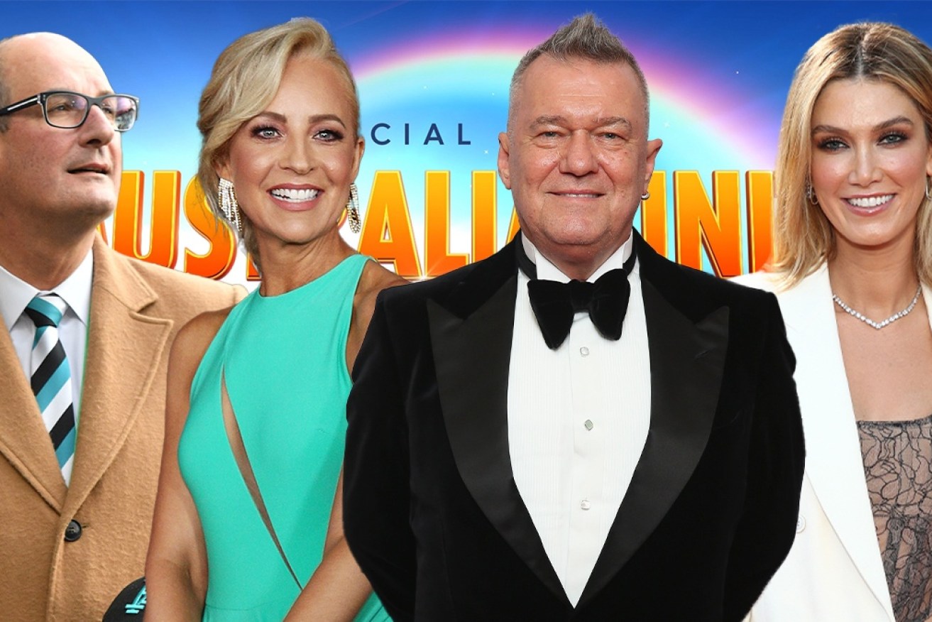 Among the hosts are Seven's David Koch, Ten's Carrie Bickmore and performers Jimmy Barnes and Delta Goodrum.