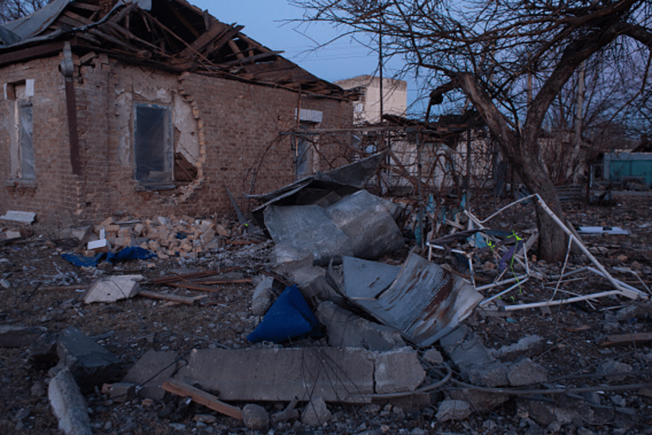 Mere weeks this pile of rubble was a family home in the town of Baryshivka.  Then Russian unleashed a rain of missiles.<i>Photo: Getty</i>