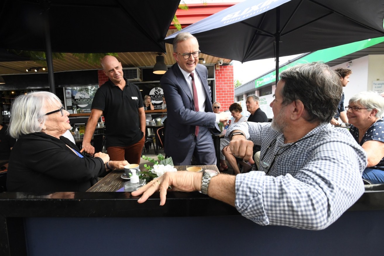 Mr Albanese on the campaign trail in Brisbane on Wednesday.