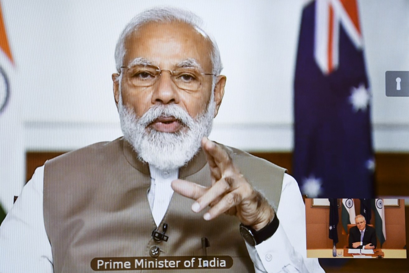 Scott Morrison and India's Narendra Modi have discussed closer trade ties and investment.