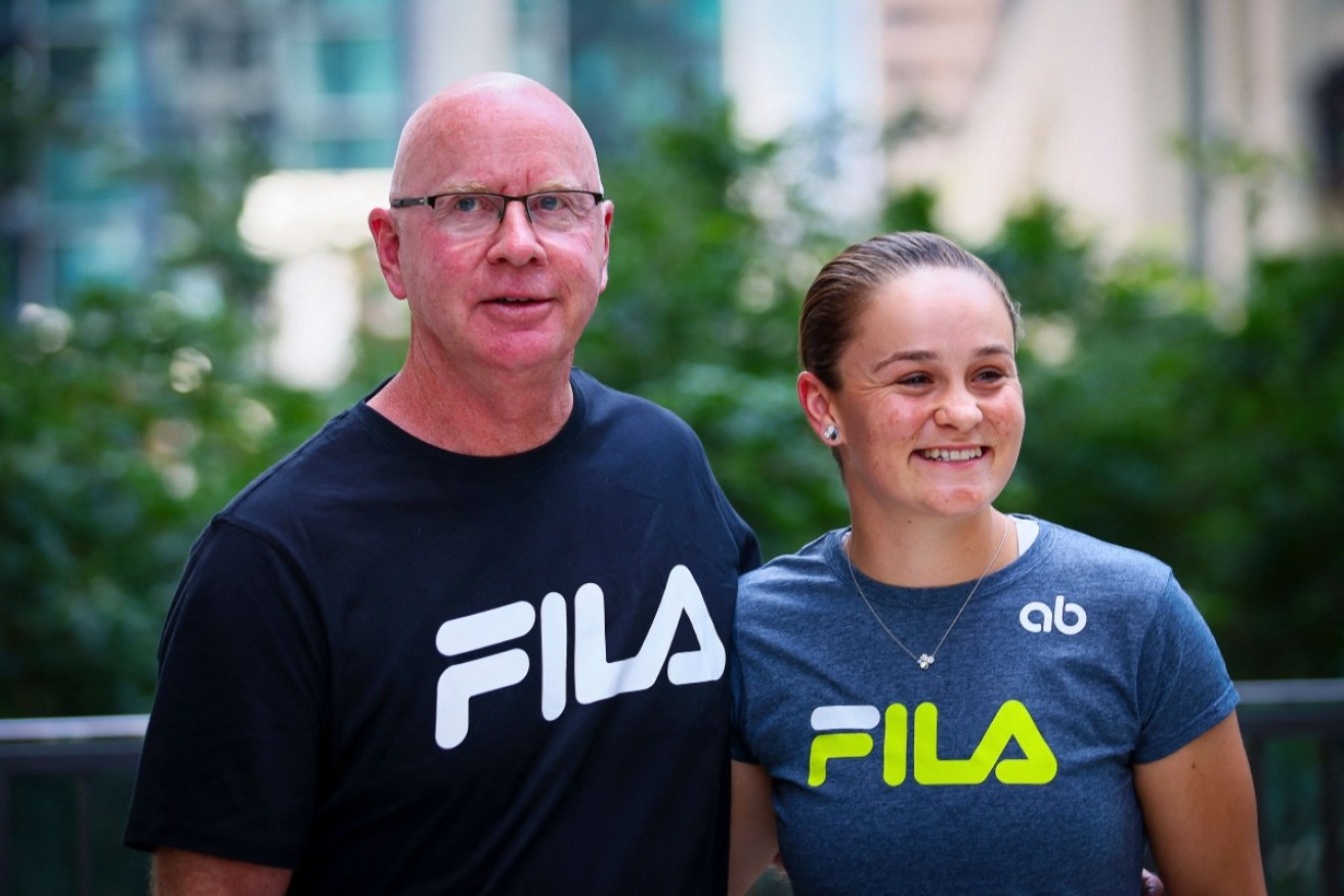 Ash Barty with coach Craig Tyzzer at Thursday's press conference.