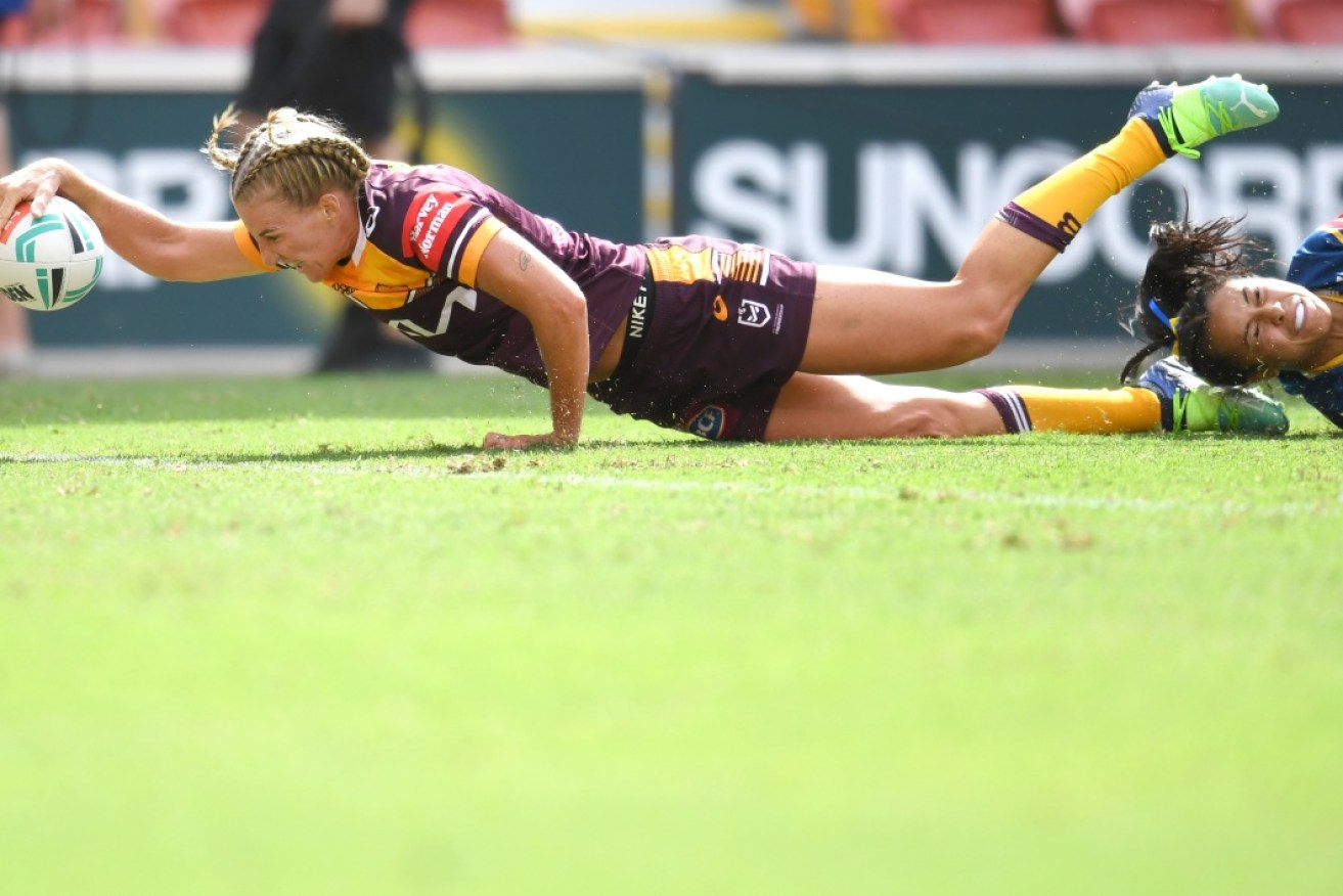 Ali Brigginshaw was among the tryscorers as Brisbane defeated Parramatta 38-4 in the NRLW. 