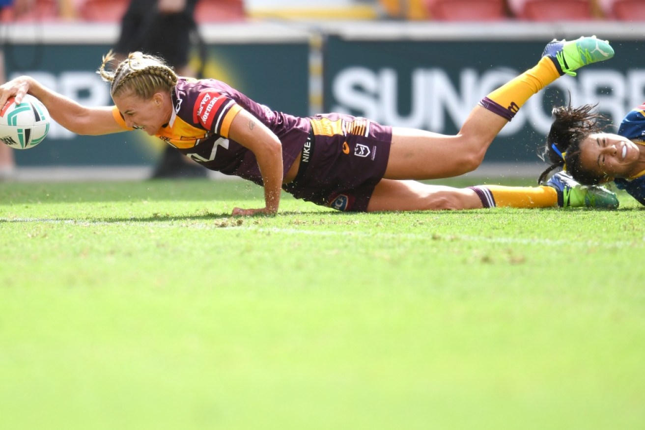 Ali Brigginshaw was among the tryscorers as Brisbane defeated Parramatta 38-4 in the NRLW.