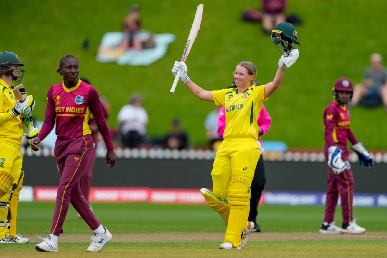 Alyssa Healy cracked 129 off 107 balls in Australia's World Cup semi-final win over the West Indies.