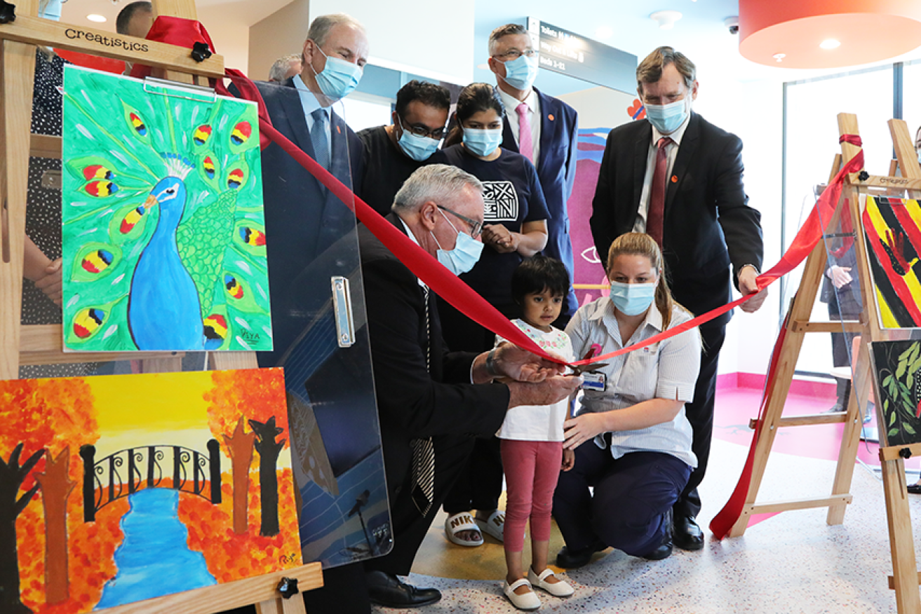 Mr Hazzard officially opened the new paediatric ward at Blacktown Hospital, with three-year-old Neeti Kulkarni, on Tuesday.