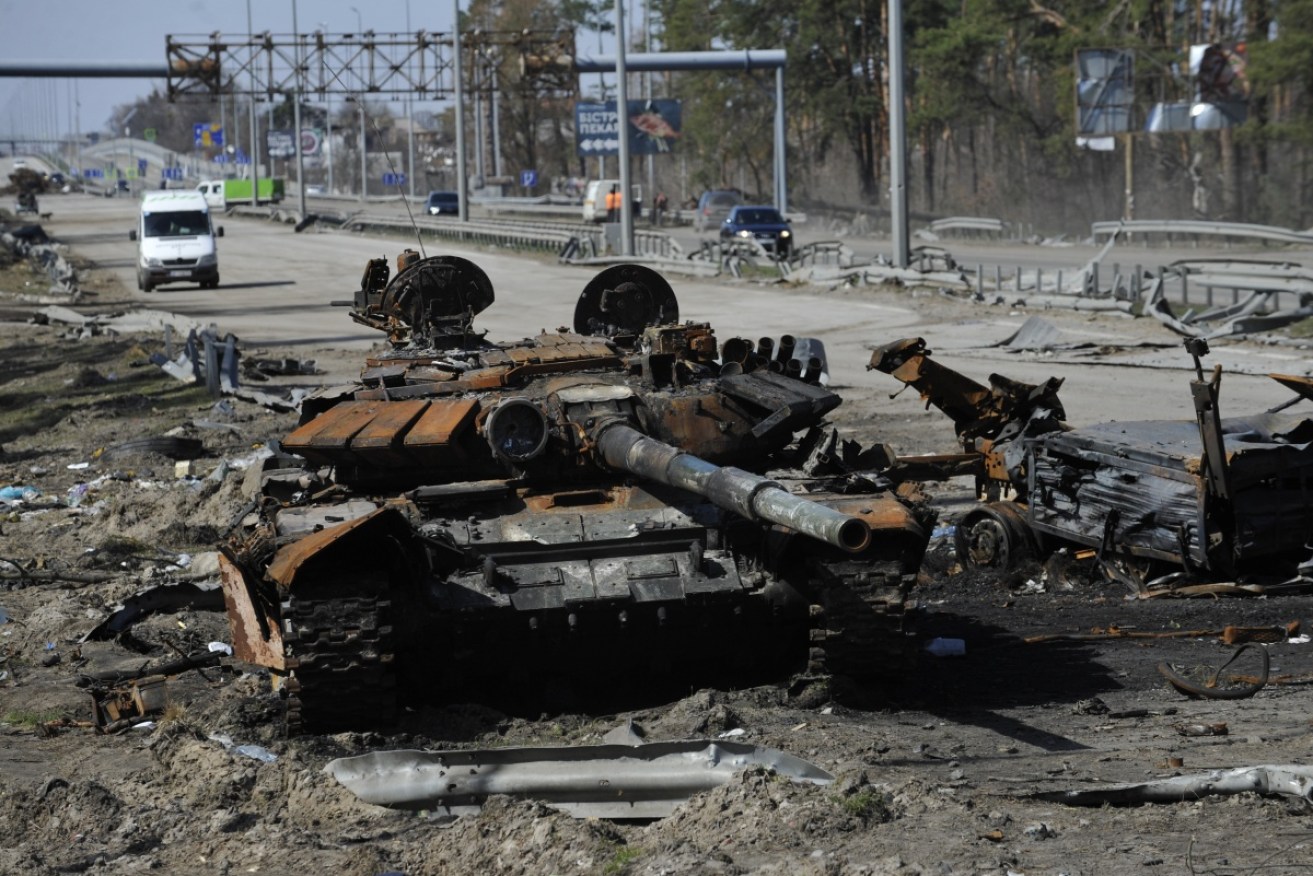 A destroyed Russian tank bears witness to Ukraine's refusal to submit.