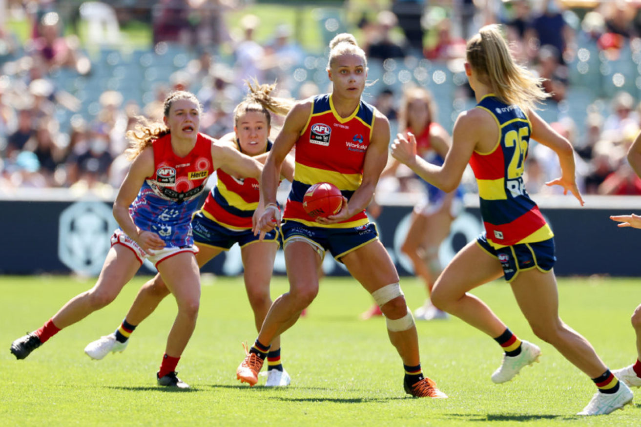 Adelaide star Erin Phillips puts her Crows on the path to premiership glory in the AFLW grand final at Adelaide Oval.<i>Photo: Getty</i>