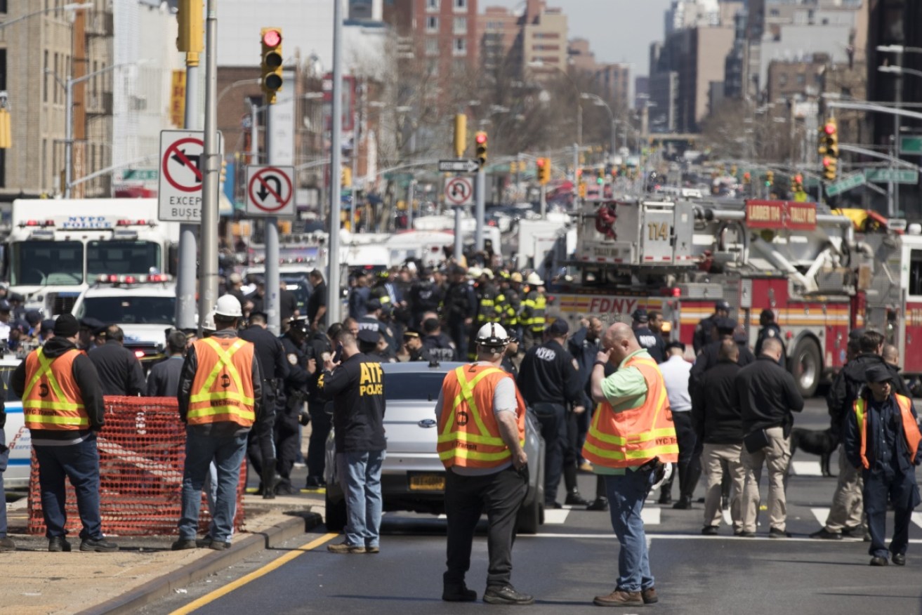 The scene above ground in the aftermath of the peak hour shooting.