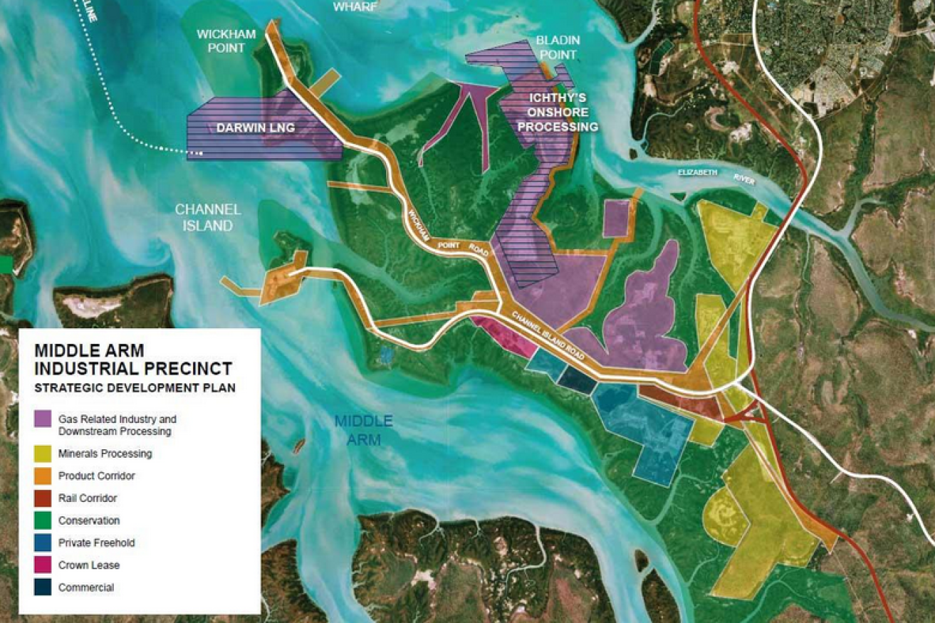 The proposed Middle Arm Sustainable Development Precinct has been branded a threat to humans and nature. <i>Photo: NT Government</i>