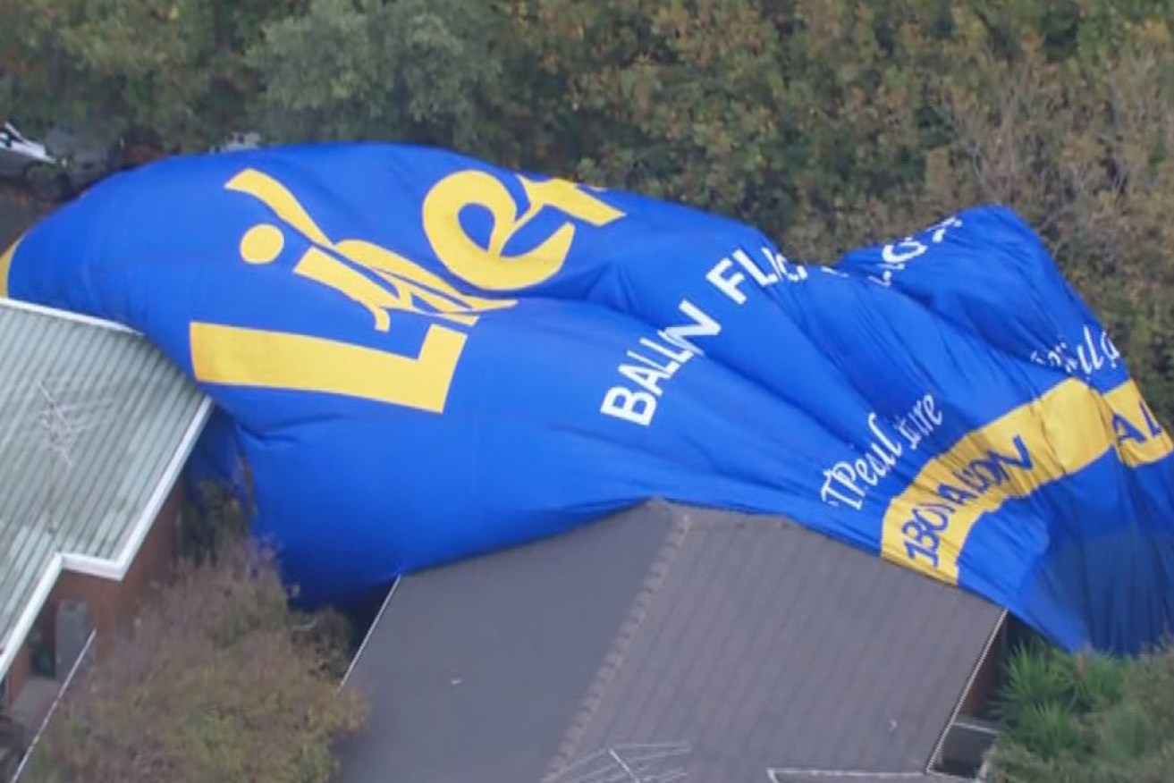 The balloon landed in the front yard of a block of flats in inner-Melbourne.