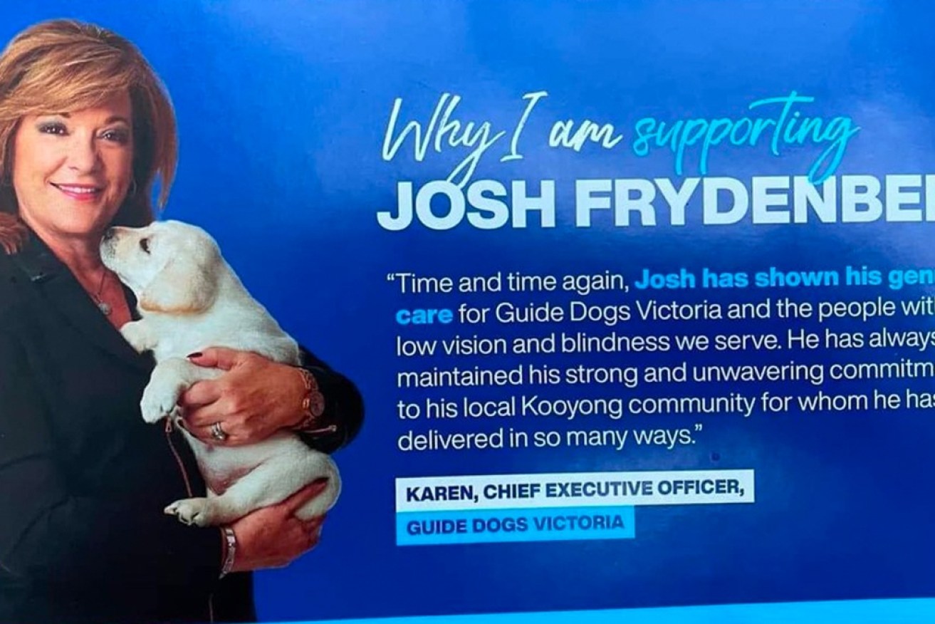 An investigation by Guide Dogs Victoria is underway into the Josh Frydenberg election flyer.
