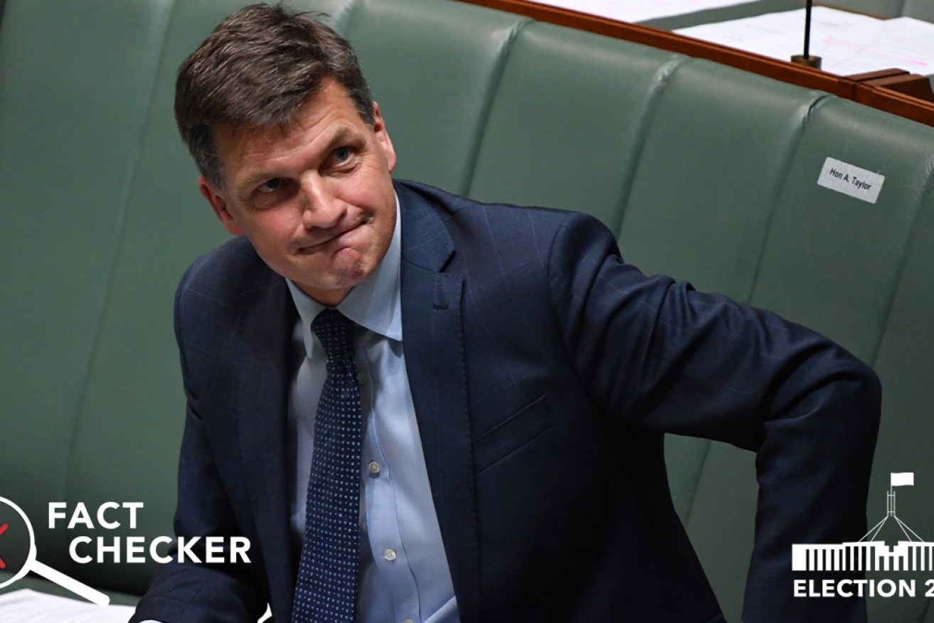 Energy Minister Angus Taylor has been caught out making false claims about Labor's climate policies.