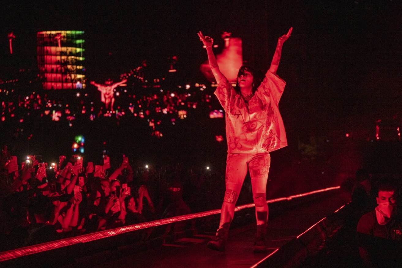 Pop superstar Billie Eilish performing at the Coachella music festival in California.