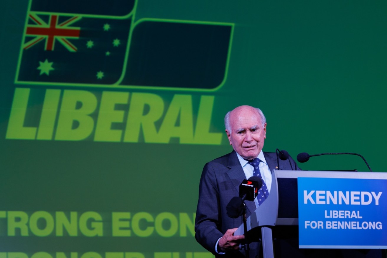 Former prime minister John Howard speaks at the Liberal Party's campaign launch in the NSW seat of Bennelong on Saturday. 
