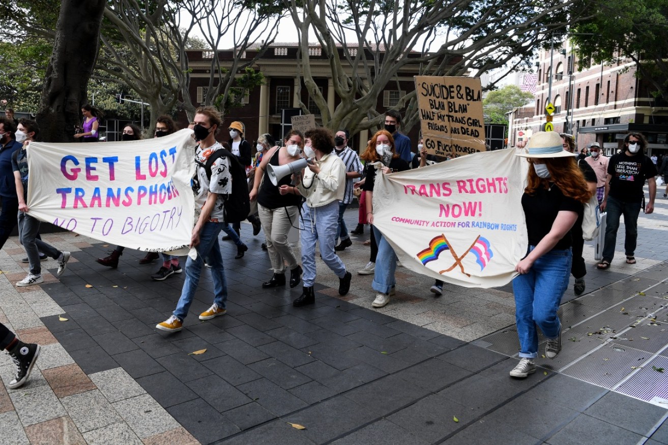 Liberal candidate Katherine Deves' comments on transgender children in sport have sparked protests.