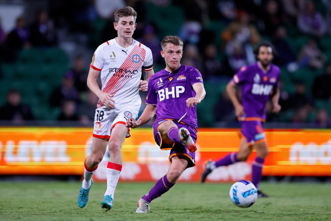 Callum Timmins netted a double in Perth Glory's upset 2-0 ALM win over Melbourne City on Wednesday. 