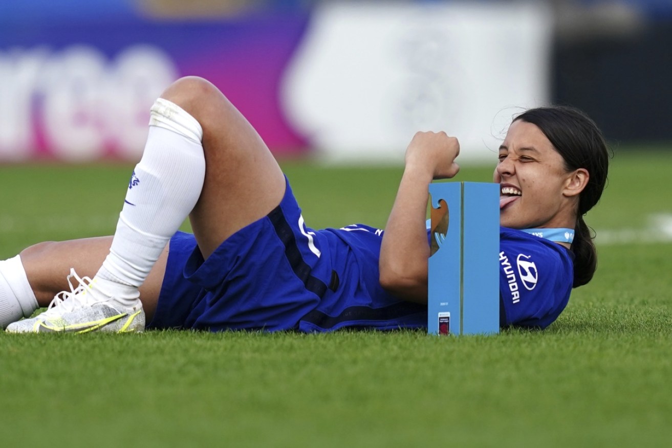 Sam Kerr has scored two remarkable goals to help fire Chelsea to the Women's Super League crown. 