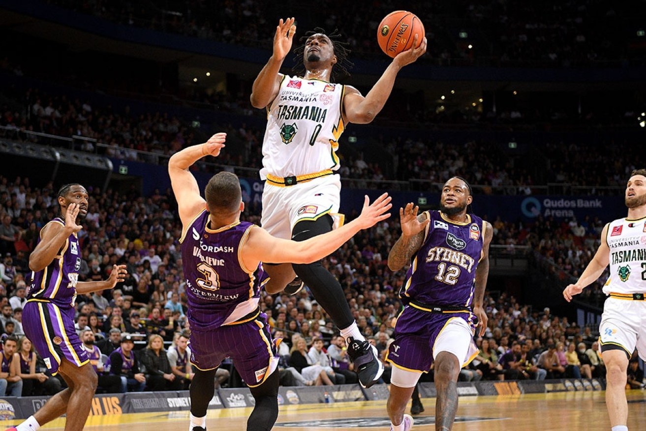 MiKyle McIntosh drives to the basket but couldn't stop the Kings from being crowned NBL champions. 