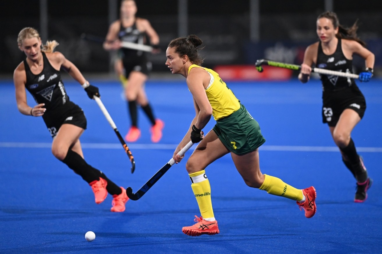 Captain Brooke Peris scored both goals for Australia in Thursday's win over New Zealand. 