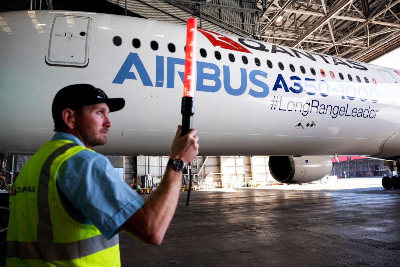 The Airbus A350-1000 aircraft that will carry Qantas passengers on the ultra-long-haul flights.