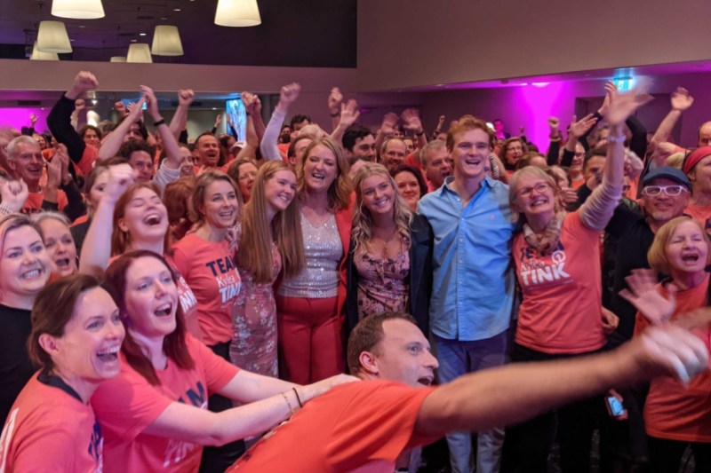 Her colour may be salmon rather than teal, but Kylea Tink was one of the first victories for a new wave of independent candidates.
