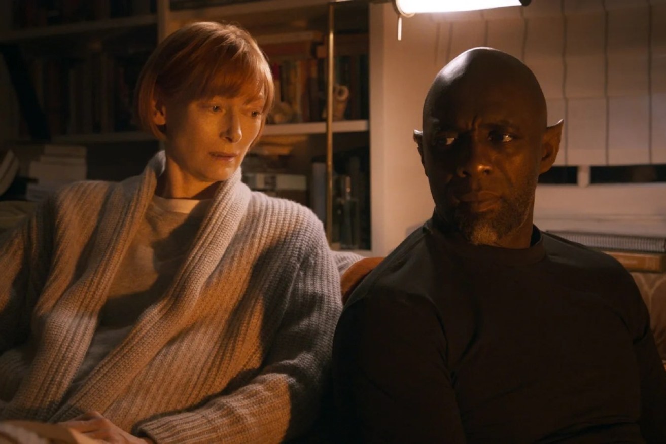 The film stars Tilda Swinton as a solitary scholar and Idris Elba as the genie she finds in a bottle in the markets of Istanbul. 