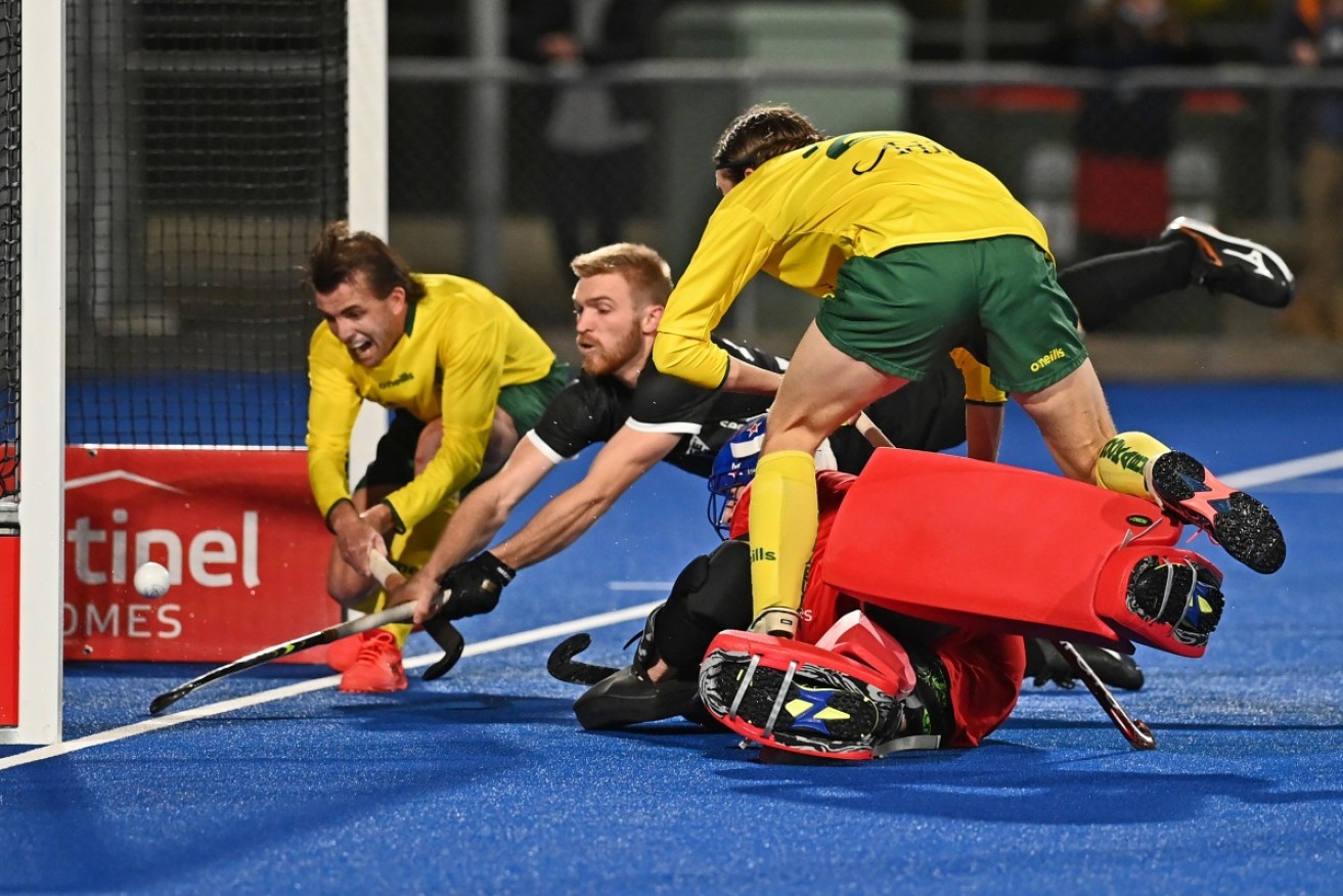 The NZ goal was under attack all match as Australia thumped the hosts 8-1 in Auckland on Tuesday. 
