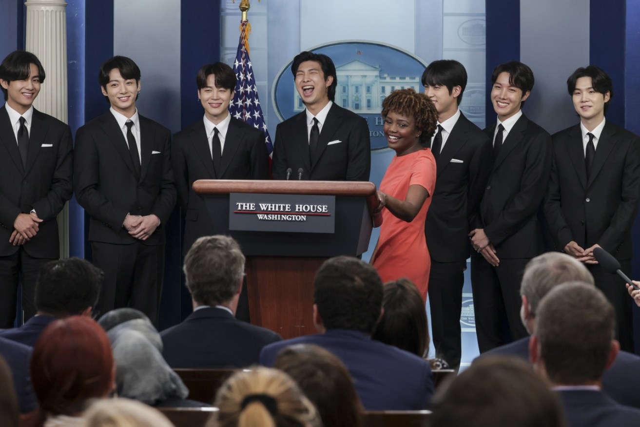 White House Press Secretary Karine Jean-Pierre with BTS.