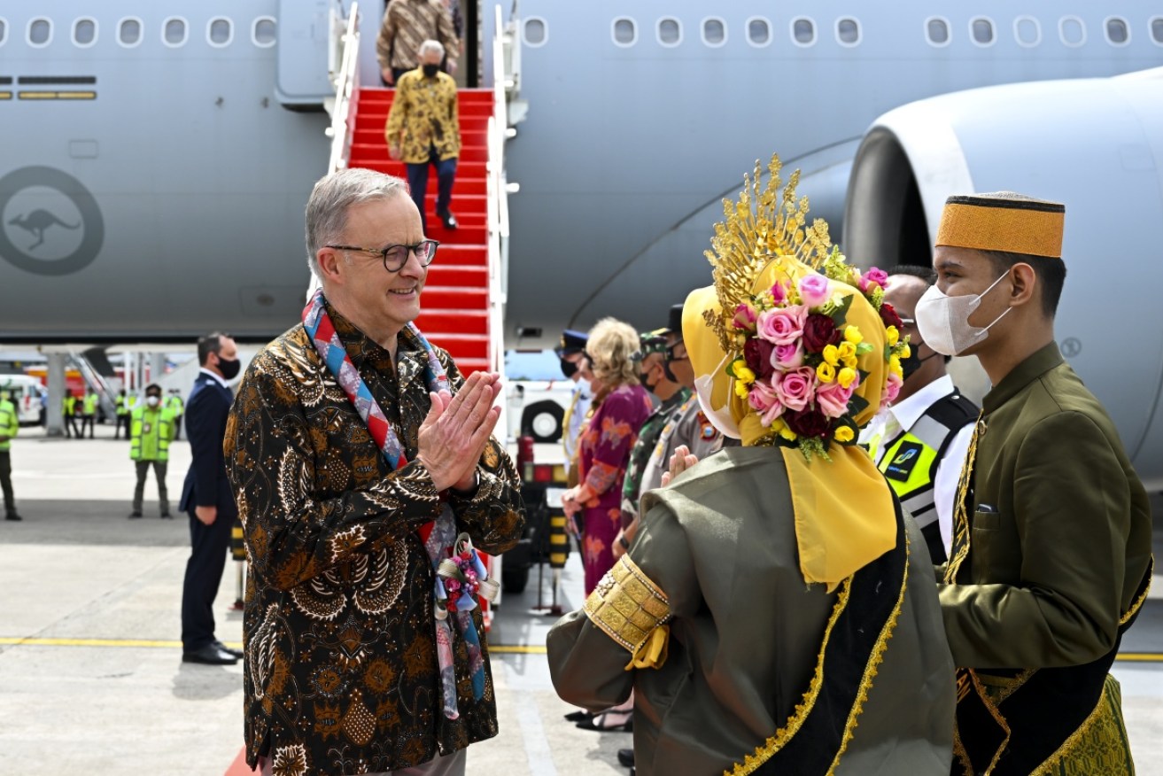 Prime Minister Anthony Albanese has arrived in the Indonesian city of Makassar