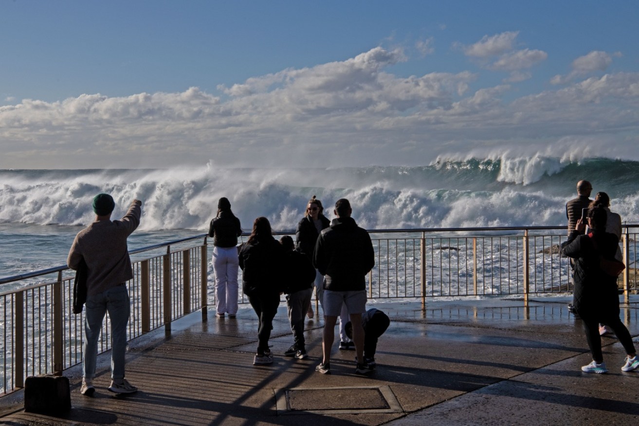 Massive waves pounded Sydney beaches as Antarctic weather heads north.