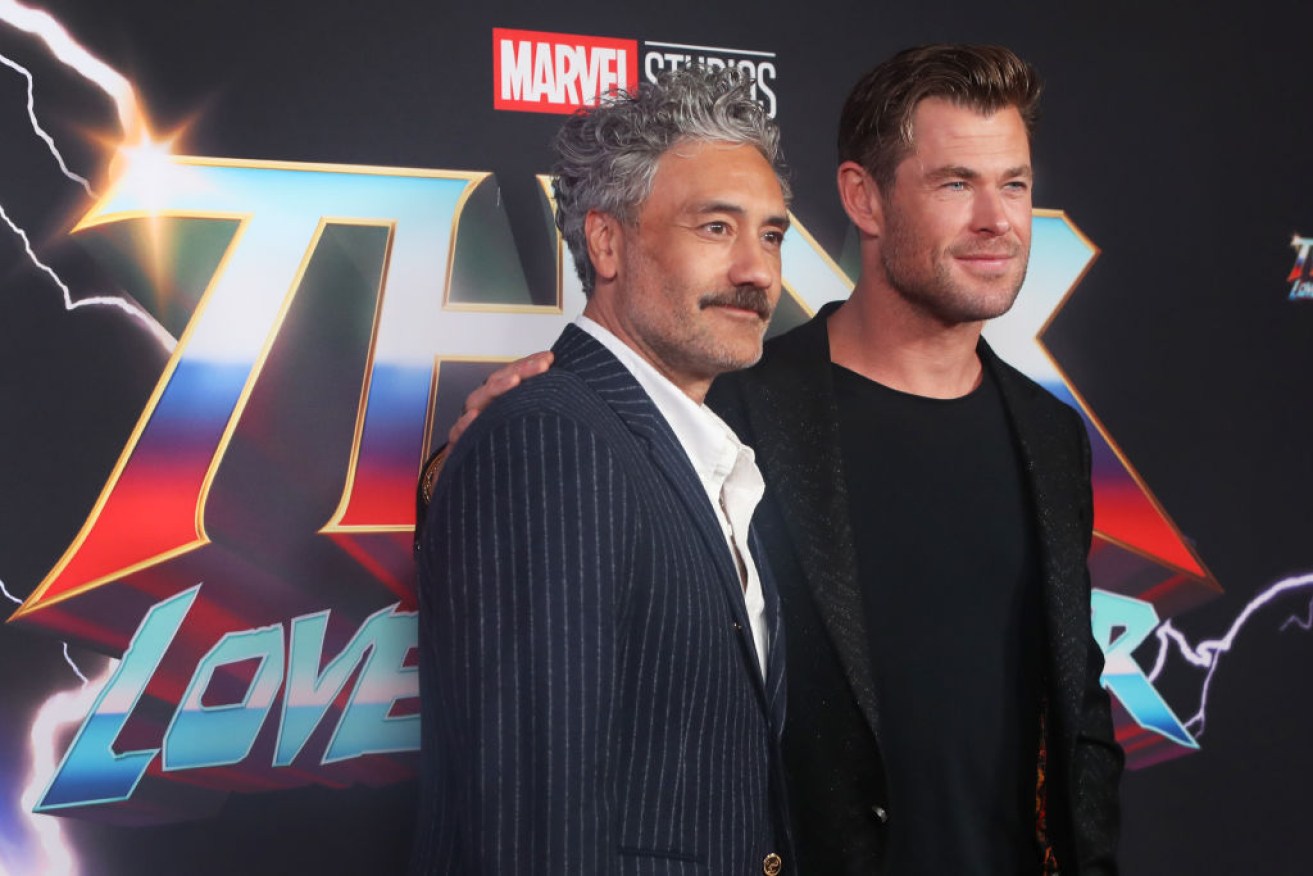 Taika Waititi and Chris Hemsworth attend the Sydney premiere of <I>Thor: Love And Thunder</I> in June 2022.