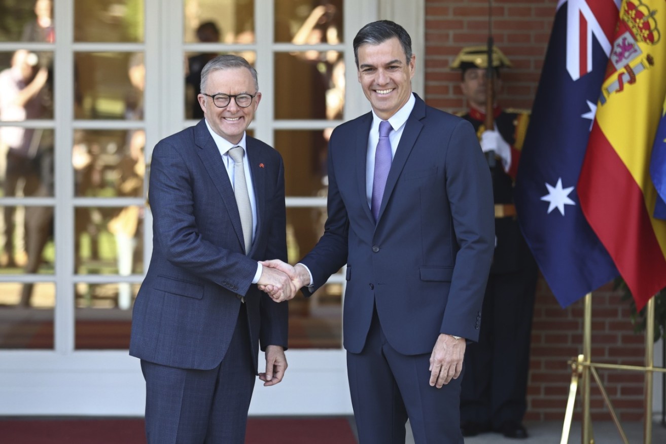 Anthony Albanese meets Spain’s Premier Pedro Sanchez before the NATO summit. 