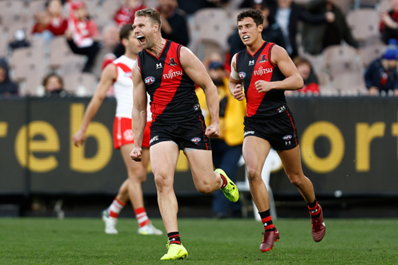 Jake Stringer celebrates another goal during a final quarter that saw the Swans unable to contain his explosive energy. <i>Photo: Getty</i>