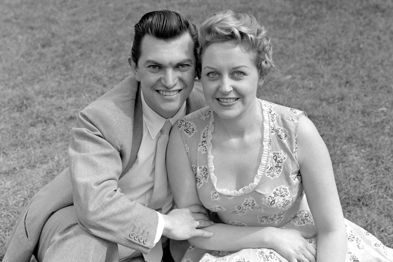 Monty Norman with then fiancee Diane Coupland.