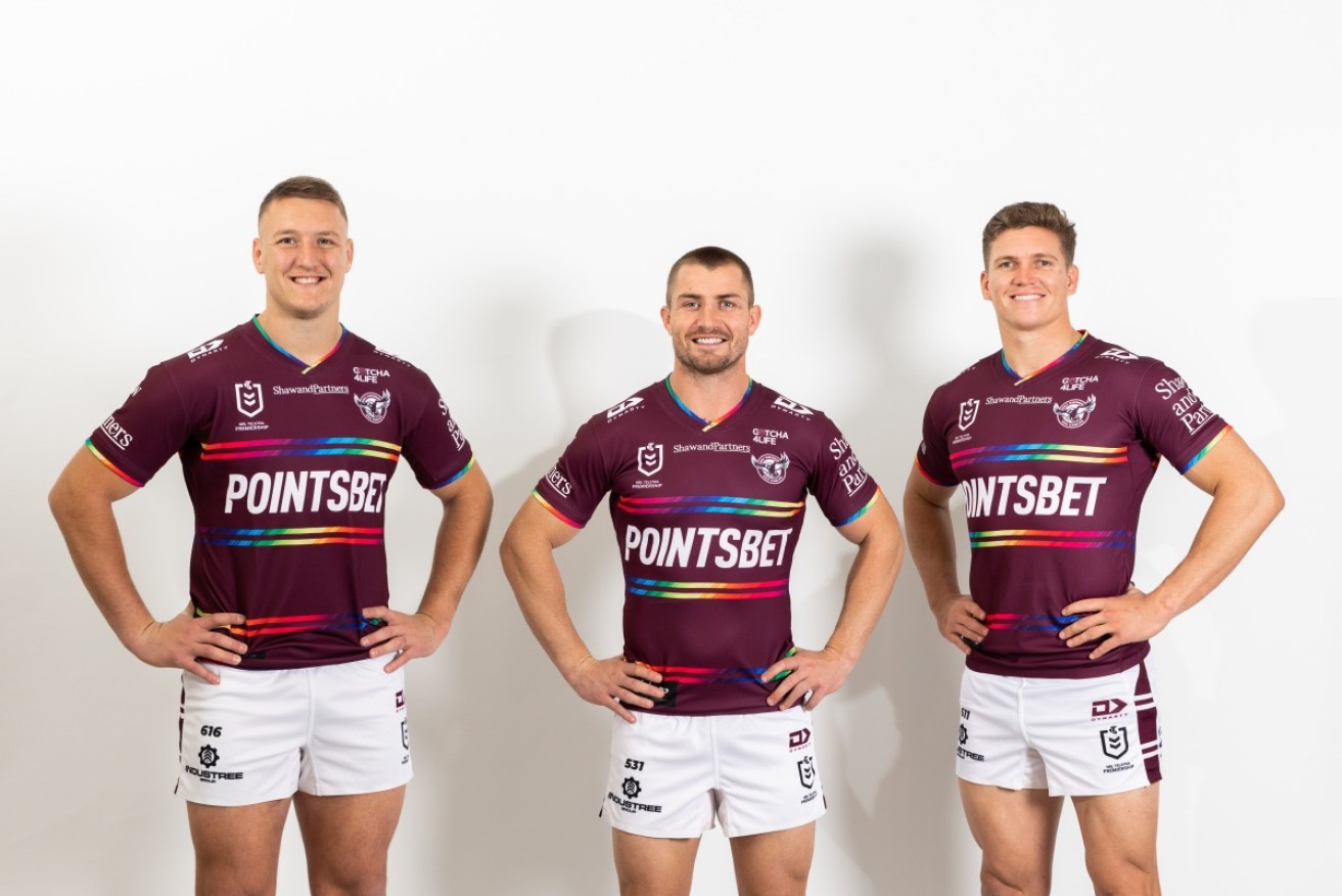 The seven Manly players at the centre of the rainbow jersey storm won't attend Thursday's game.