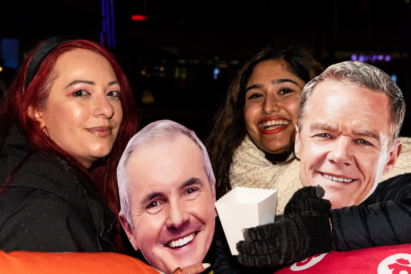 Josephine Crawford and Riya Patel arrived two hours before the broadcast at Federation Square.