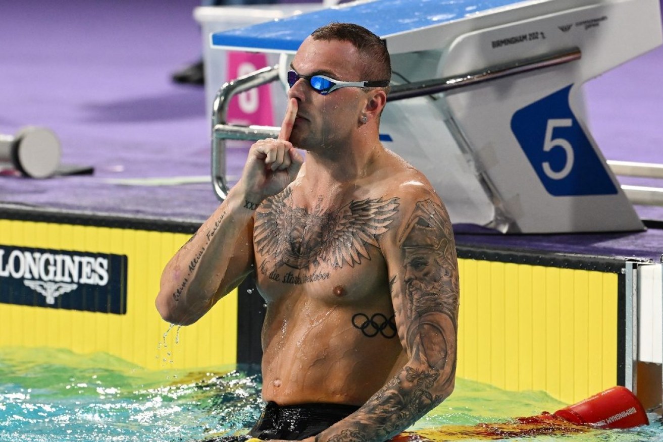 Kyle Chalmers reacts after winning the Commonwealth Games 100m freestyle gold.